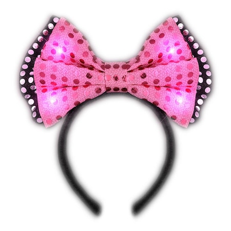 Endless Games LED Pink Sequin Bow Tie Headband EN3342629